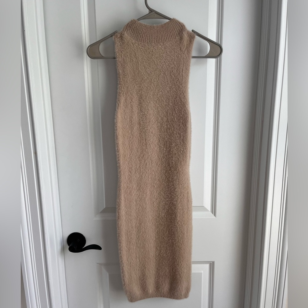 Windsor Taupe Fuzzy Bodycon Dress NWT